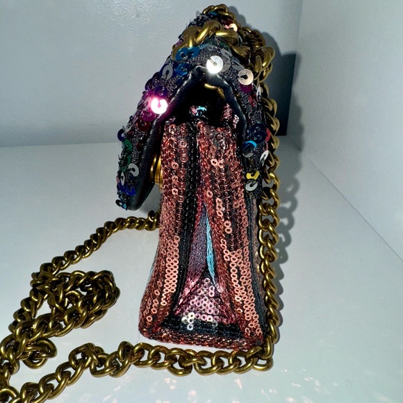 NWOT Kurt Geiger Rainbow Sequin Chain Shoulder Bag – Statement Piece - Picture 6 of 16
